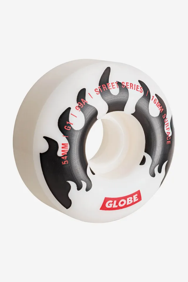 globe-g1-street-wheel-54mm-white-black-flames-99a-4er-pack image 1