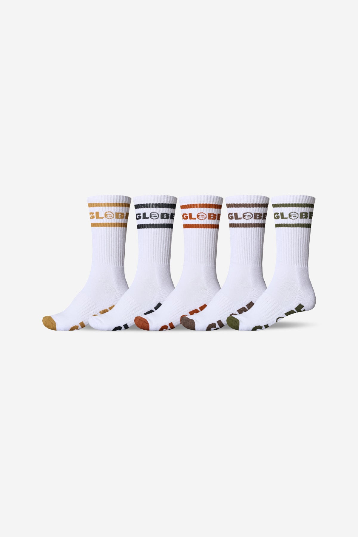 globe-tilt-hi-crew-sock-5-pack-white-assorted image 1