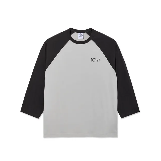 polar-skate-co-3-4-sleeve-tee-black-silver-160-gsm-raglan-shirt-mit-stroke-logo image 1