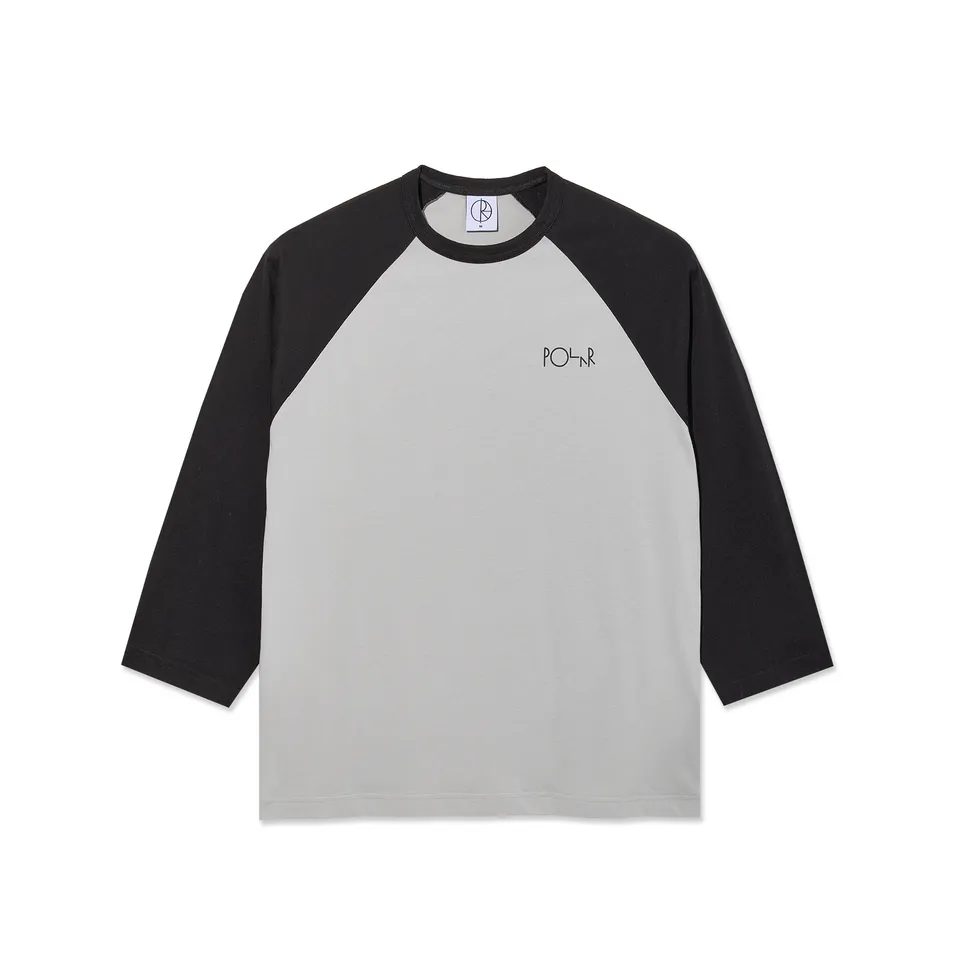 polar-skate-co-3-4-sleeve-tee-black-silver-160-gsm-raglan-shirt-mit-stroke-logo image 1