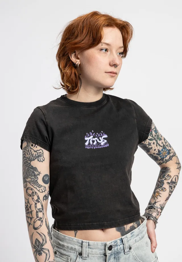 titus-flame-babytee-t-shirt-blackfaded-damen-kurz image 1