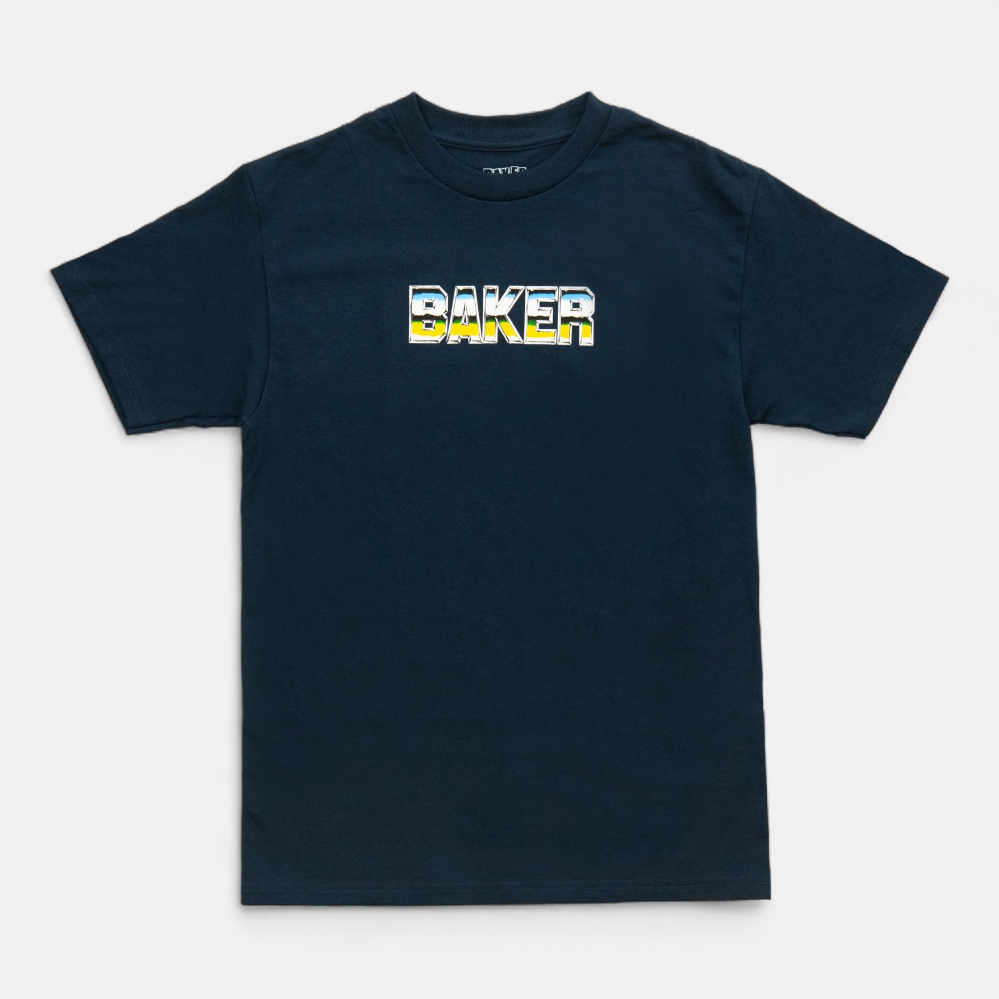 baker-skateboards-chrome-zone-t-shirt-navy-100-baumwolle-klassischer-fit image 1