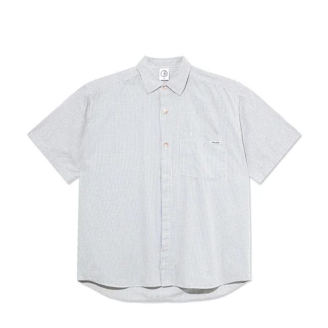 polar-skate-co-mitch-shirt-blue-check-poplin-150-gsm-loose-fit image 1