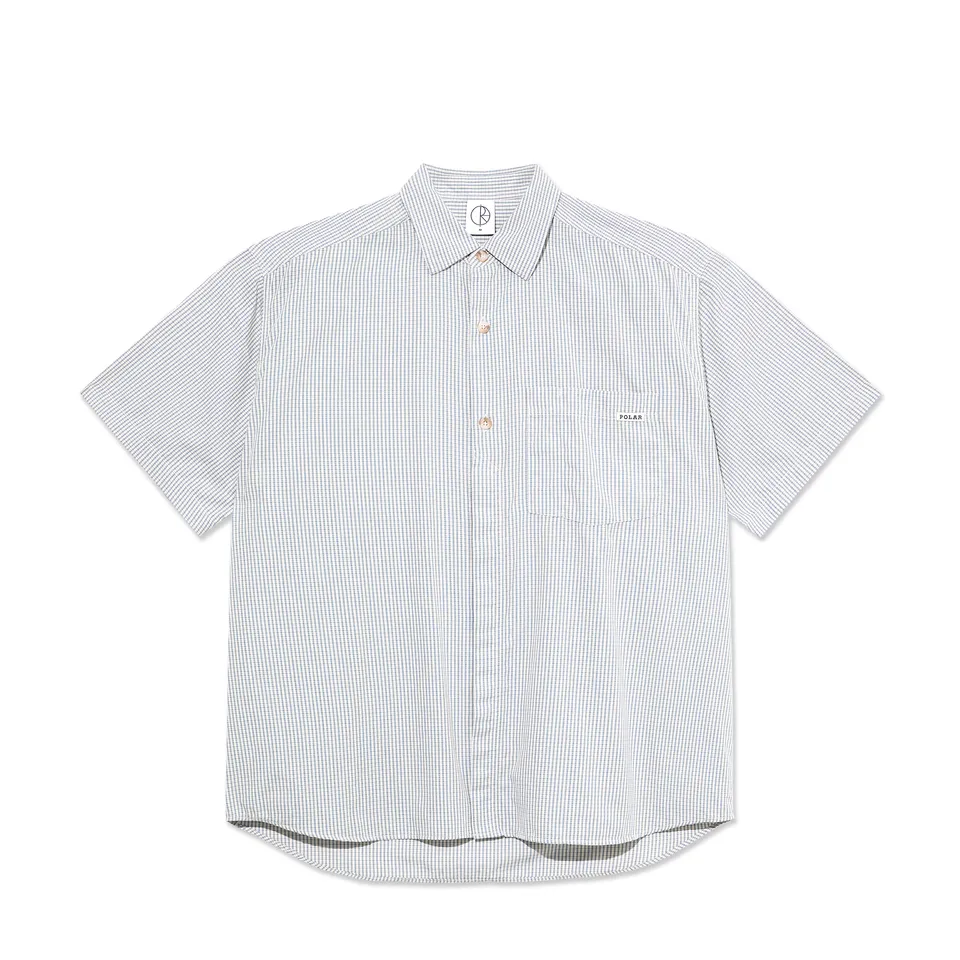 polar-skate-co-mitch-shirt-blue-check-poplin-150-gsm-loose-fit image 1