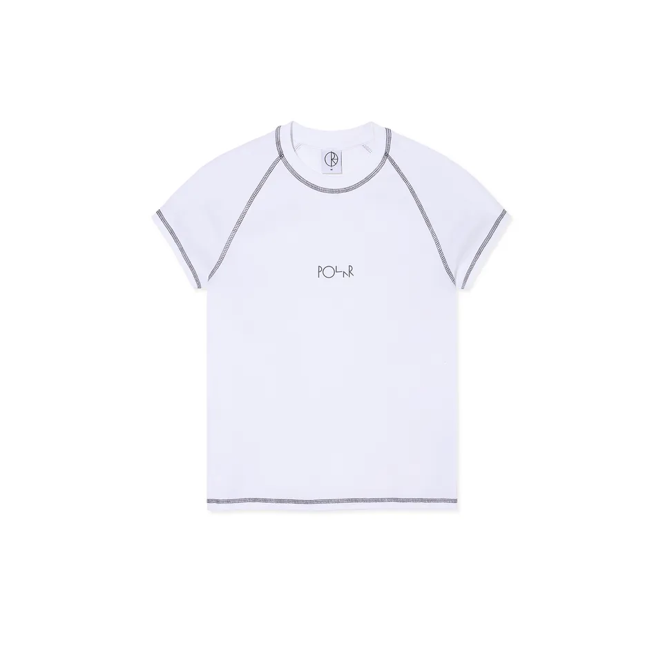 polar-skate-co-baby-tee-script-logo-white-graphite-250-gsm-crop-t-shirt-mit-ragl image 1