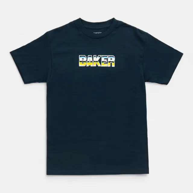 baker-skateboards-chrome-zone-t-shirt-navy-100-baumwolle-klassischer-fit image 1