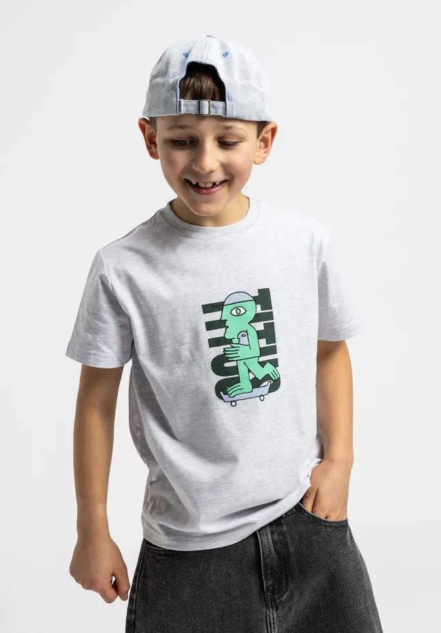 titus-nice-dude-kids-t-shirt-kinder-shirt-in-lightheathergrey-mit-l-ssigem-print image 1