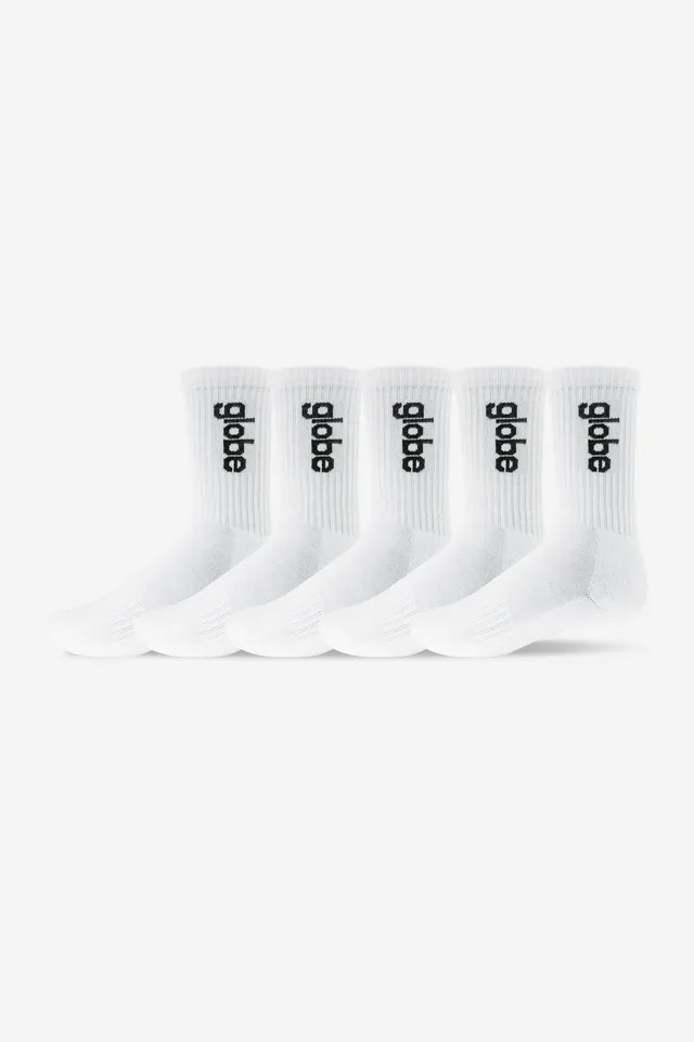 globe-o-g-vert-logo-hi-sock-5-pack-white-crew-socken-mit-arch-support image 1