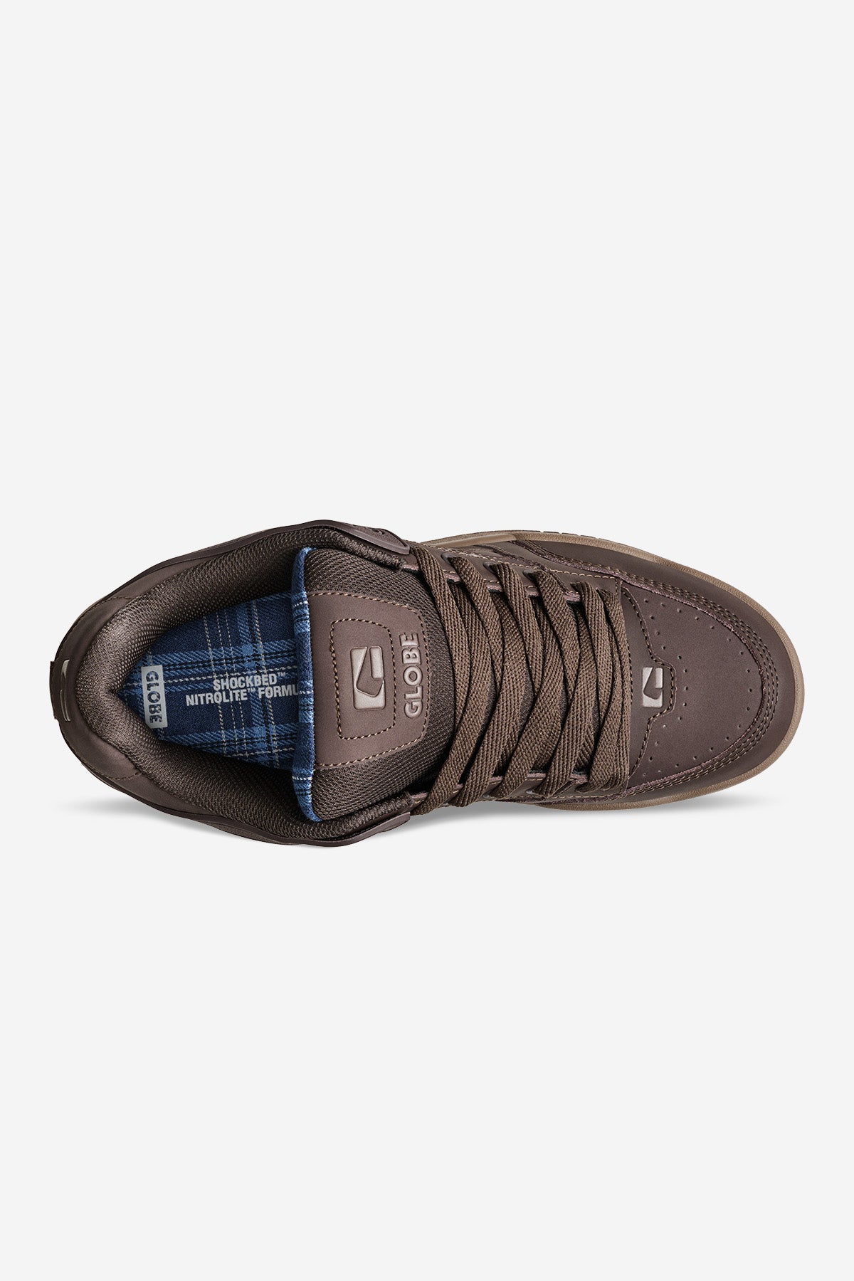globe-tilt-skateschuh-brown-blue-tartan-action-nubuck-strobo-cupsole image 7