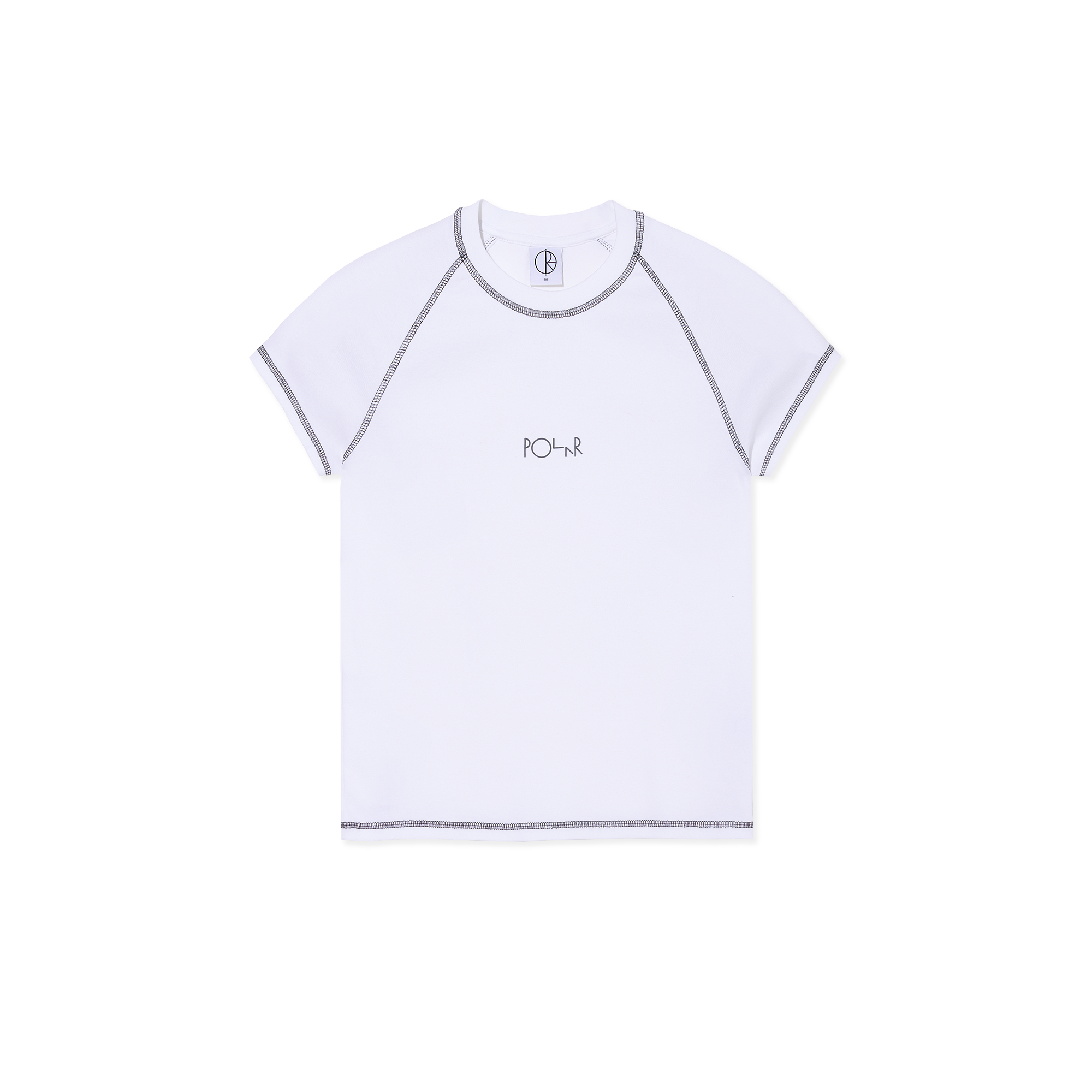 polar-skate-co-baby-tee-script-logo-white-graphite-250-gsm-crop-t-shirt-mit-ragl image 1