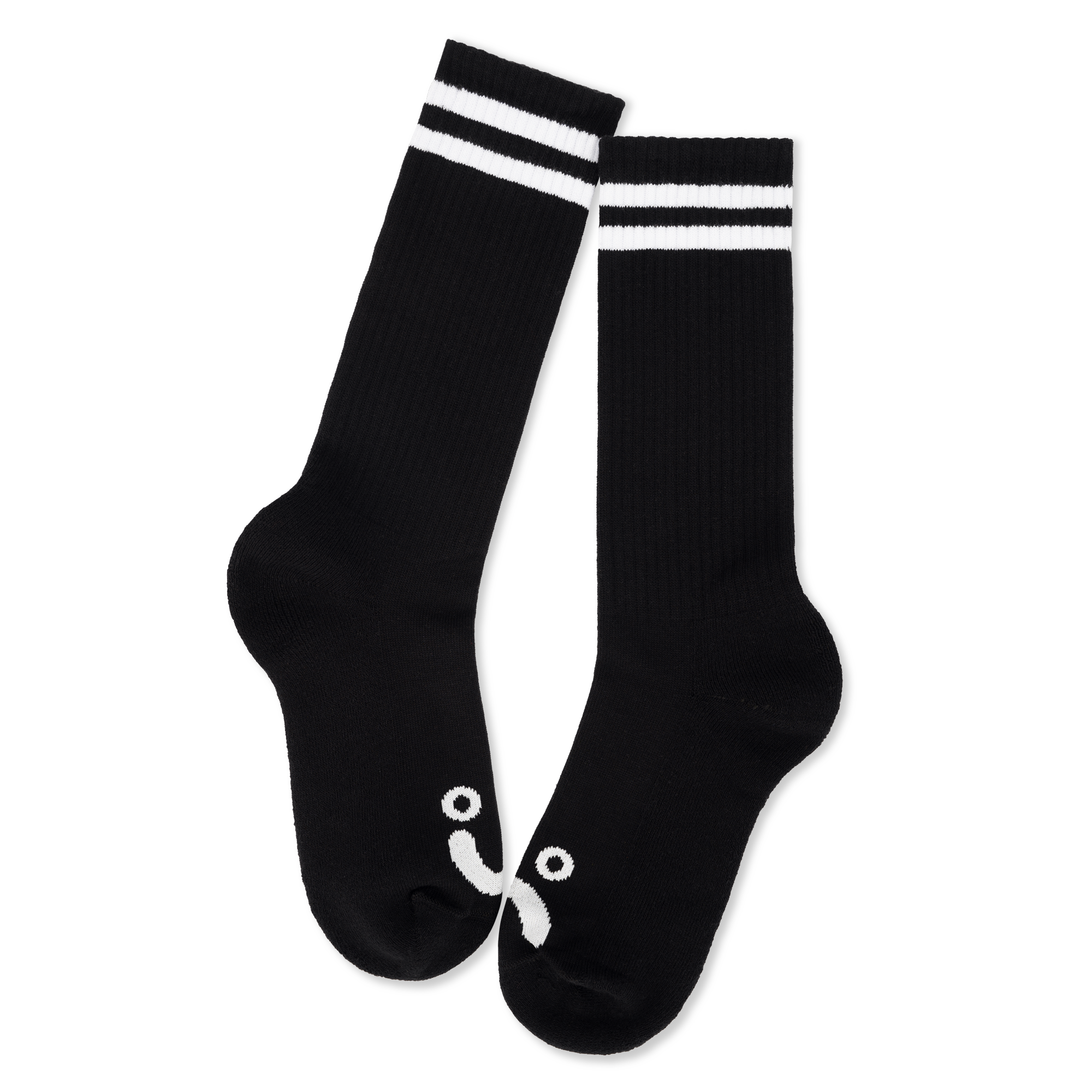 polar-skate-co-rib-socks-long-happy-sad-socken-in-black-white-over-the-calf image 2