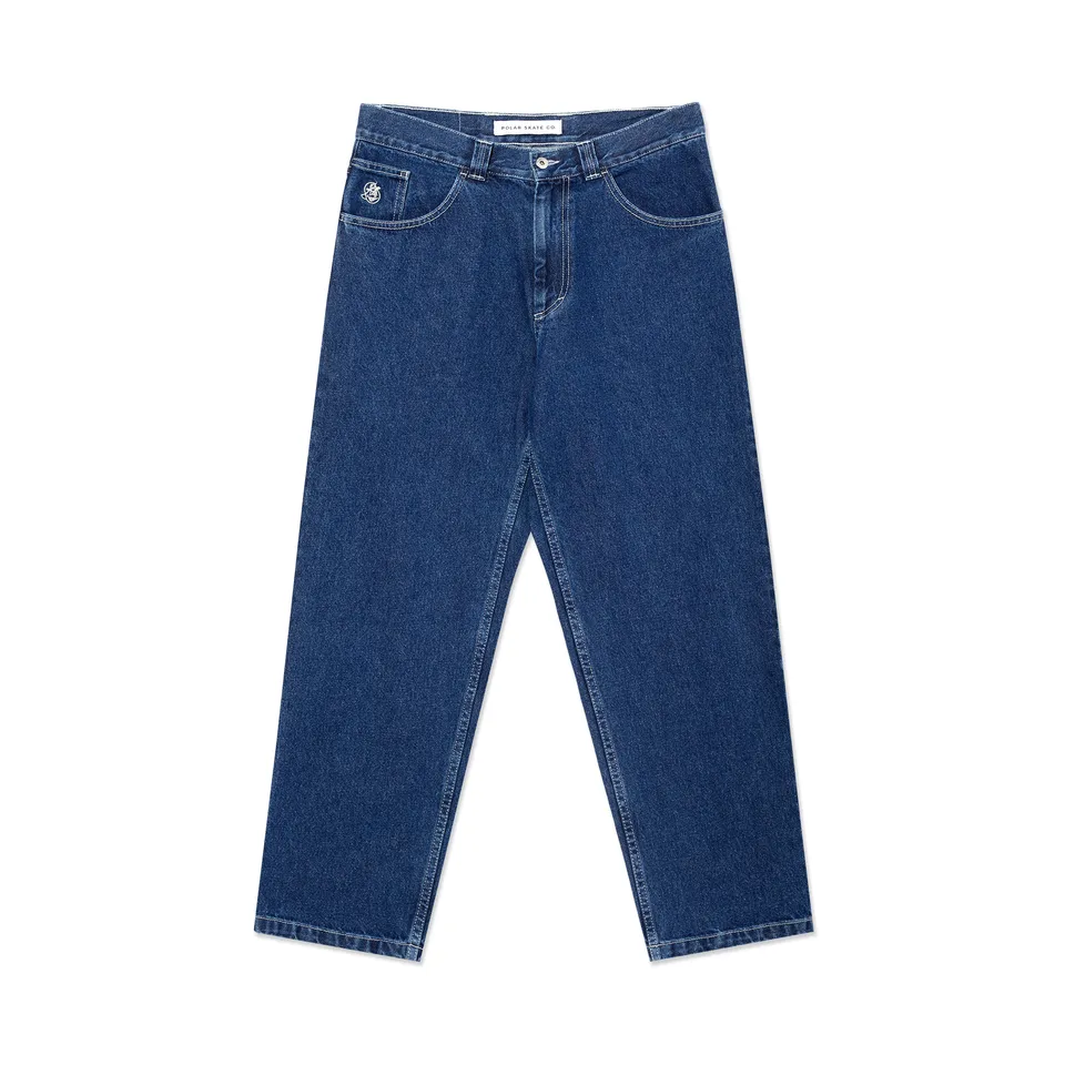 polar-skate-co-93-pants-dark-blue-mit-white-stitching-oversized-jeans image 1