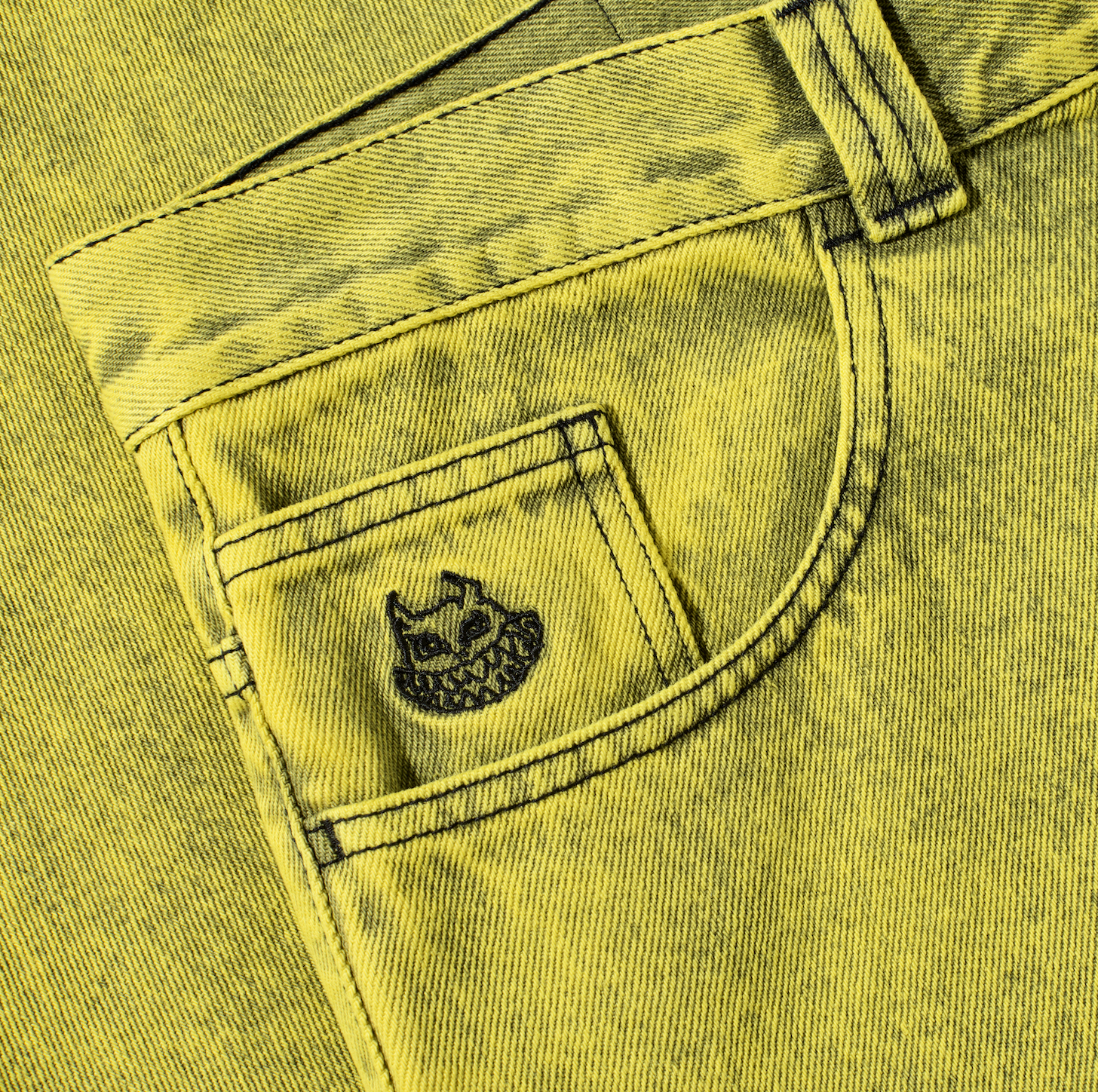 polar-skate-co-big-boy-pants-demon-child-lemon-black-435-gsm-denim-oversized-fit image 4
