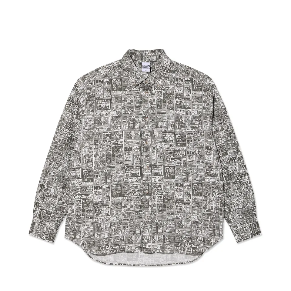 polar-skate-co-ben-ls-shirt-newspaper-light-grey-100-baumwolle-130-gsm-twill-lan image 1