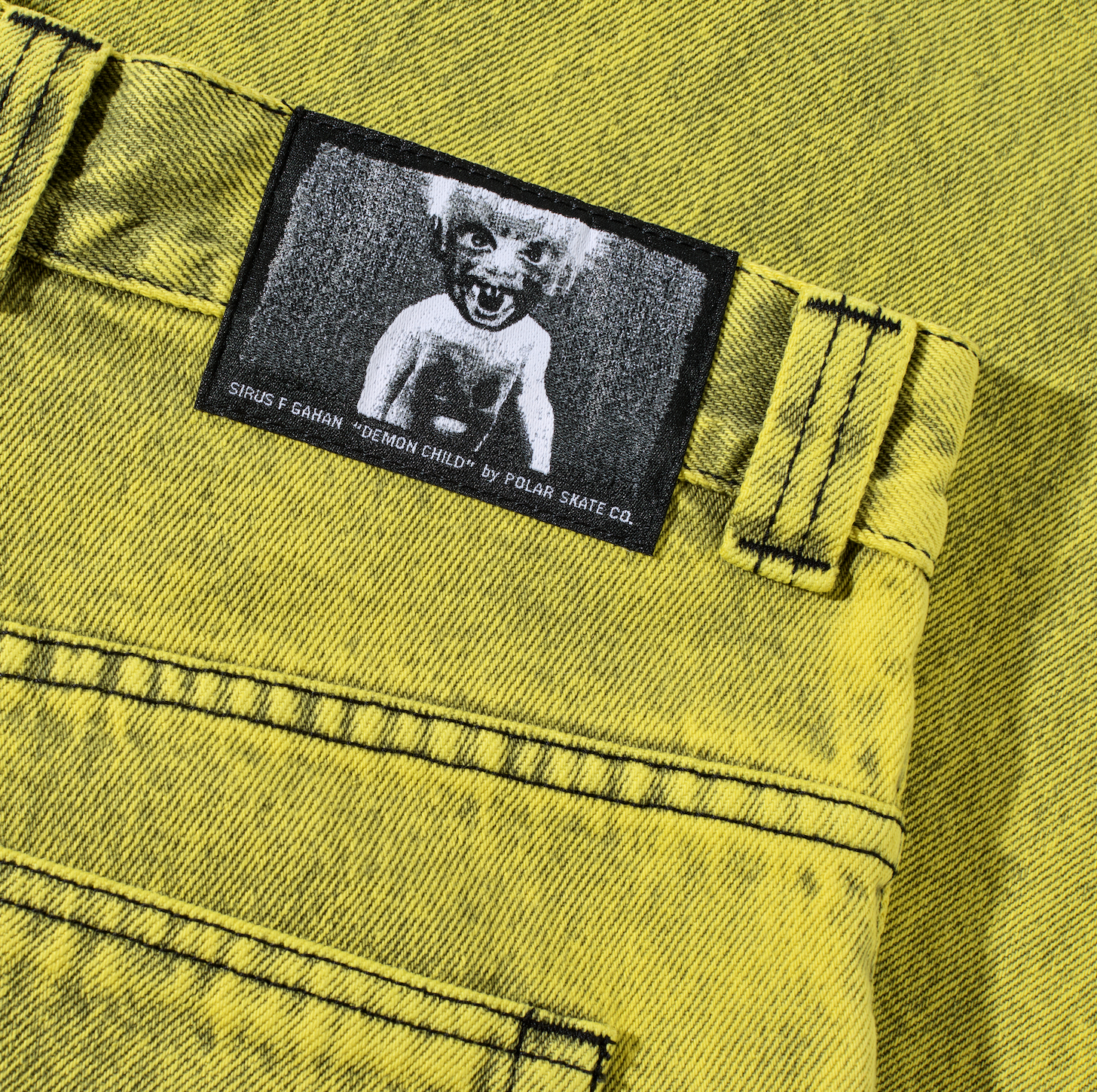 polar-skate-co-big-boy-pants-demon-child-lemon-black-435-gsm-denim-oversized-fit image 5