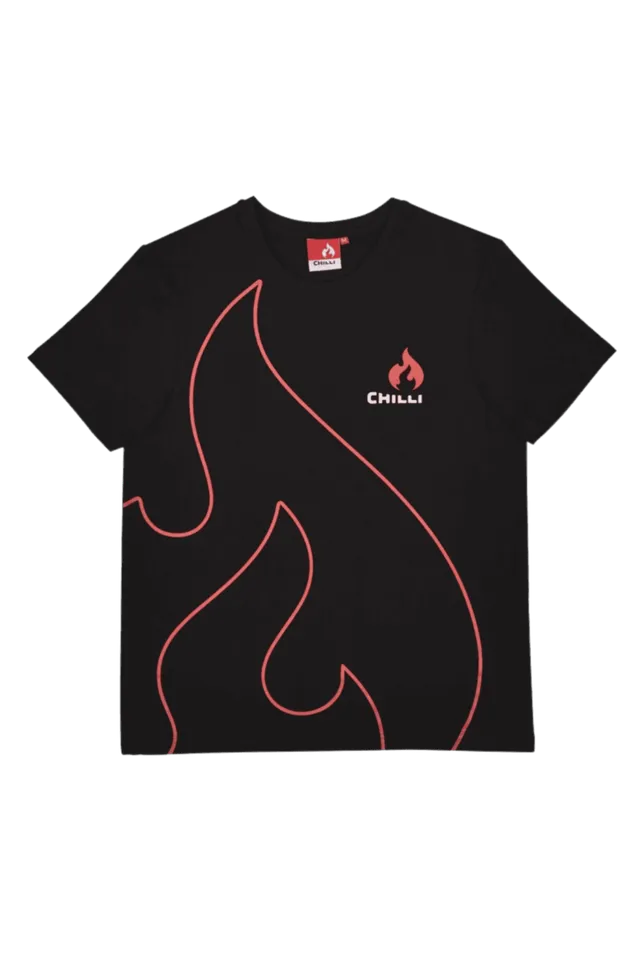chilli-pro-scooter-t-shirt-flame-black-skate-shirt image 1