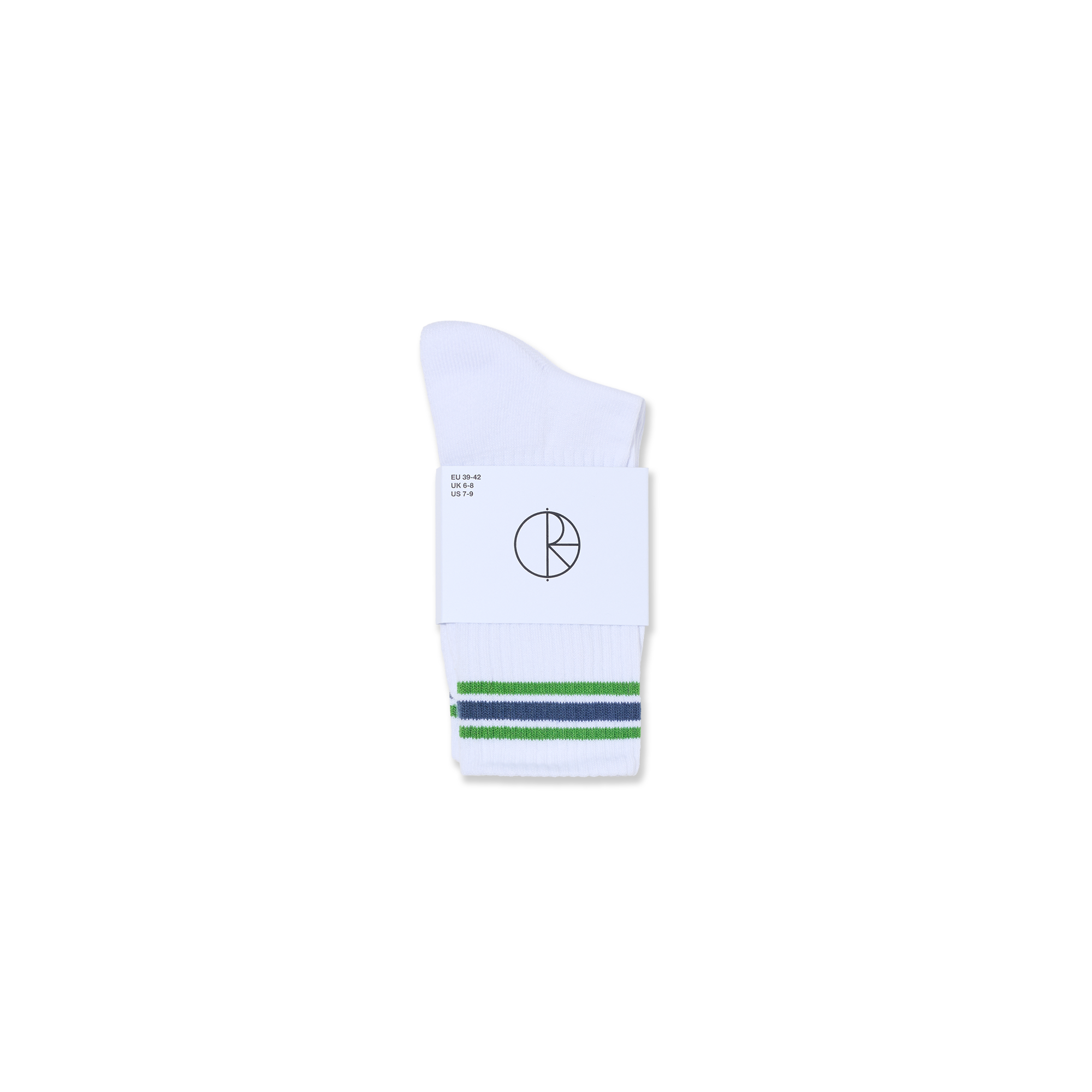 polar-skate-co-rib-socks-stripes-white-green-blue-crew-socken image 2