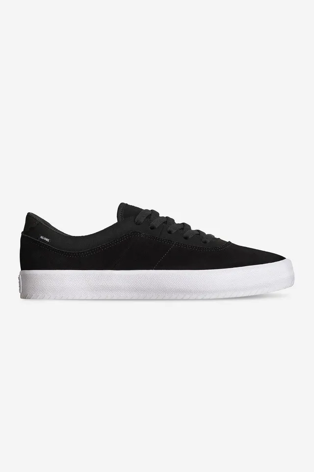 globe-melbek-black-white-suede-skate-schuh-mit-abriebfester-gummi-au-ensohle image 1