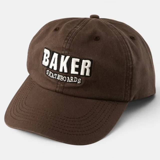 baker-skateboards-classic-logo-brown-dad-cap-6-panel-cap-aus-100-cotton-mit-fron image 1