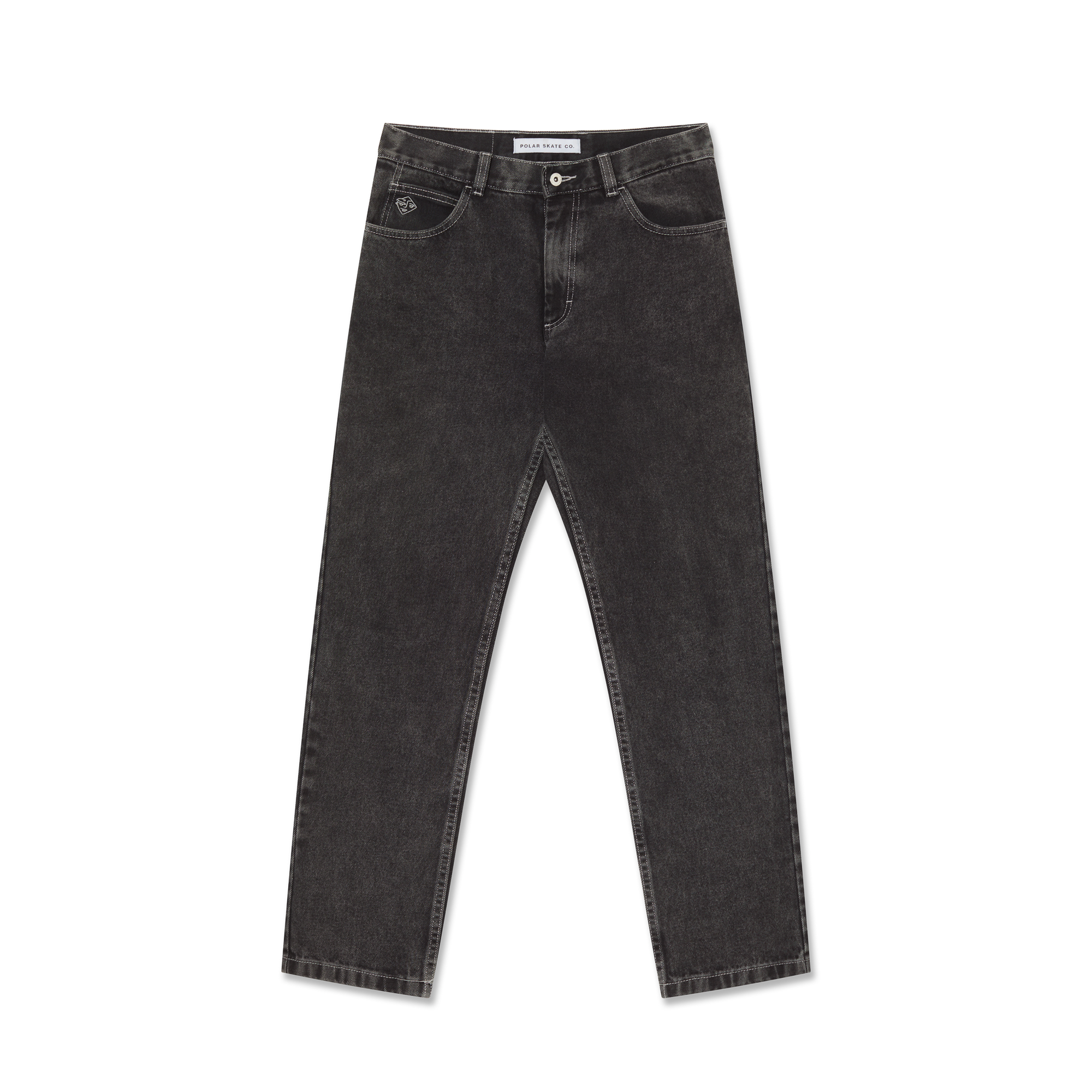 polar-skate-co-89-pants-silver-black-denim-high-waist-straight-leg image 1