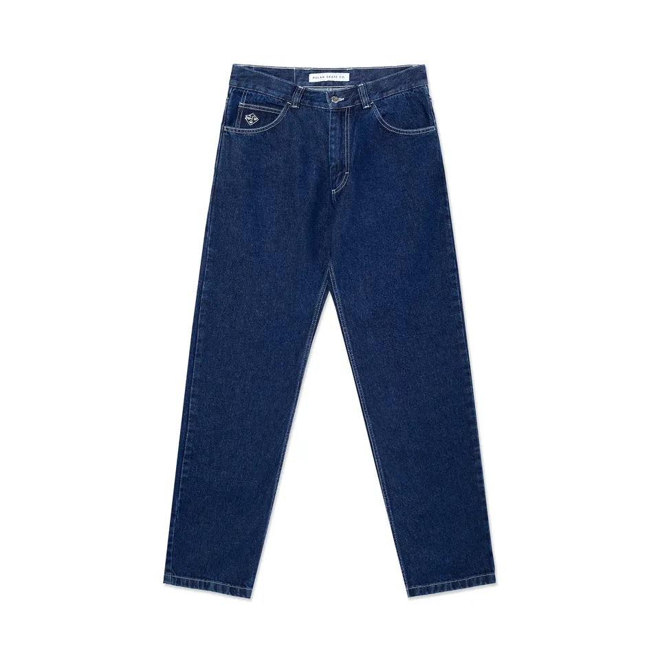 polar-skate-co-89-pants-dark-blue-w-white-stitching-435-gsm-denim-high-waist-str image 1