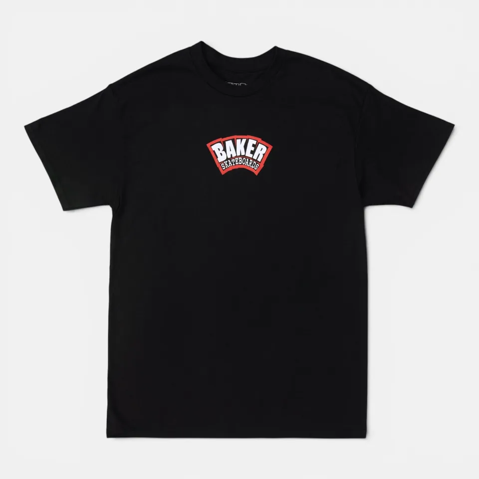 baker-skateboards-arch-logo-t-shirt-schwarz-rot image 1