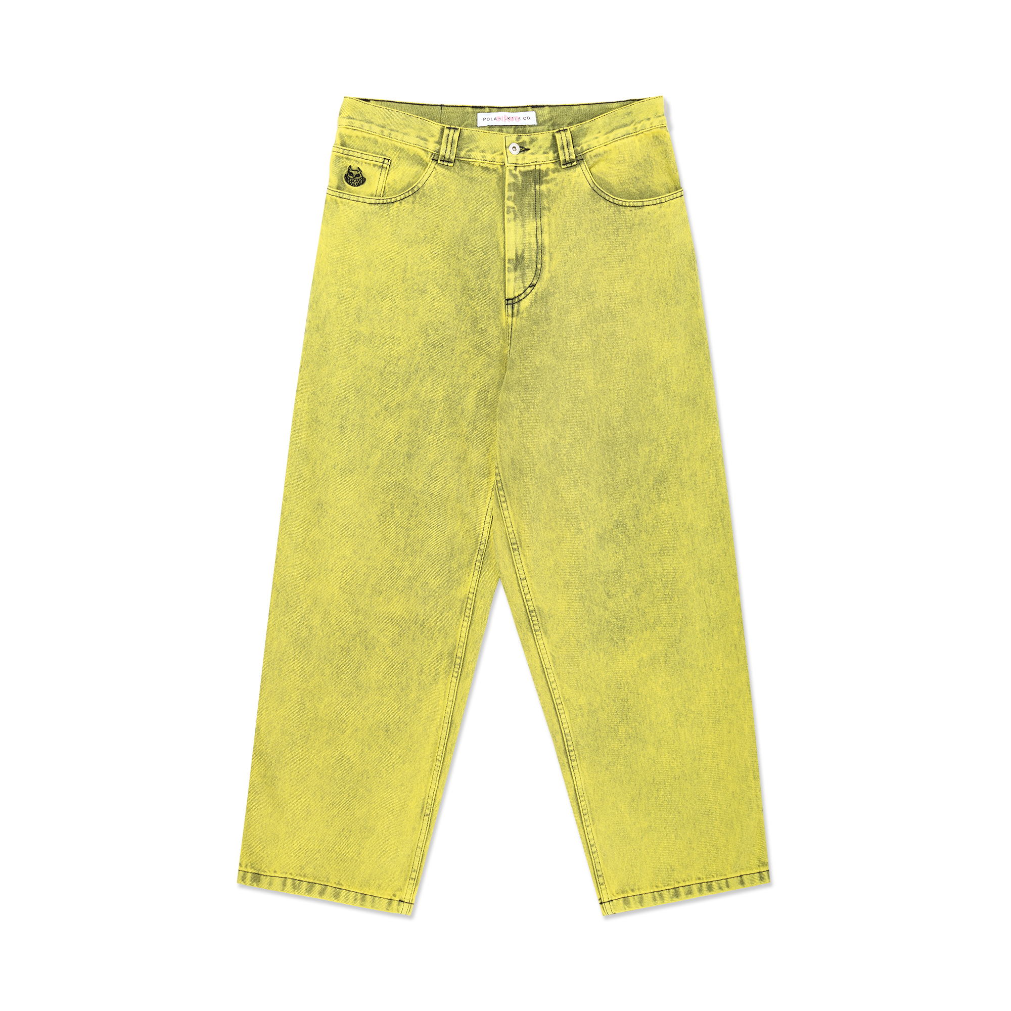 polar-skate-co-big-boy-pants-demon-child-lemon-black-435-gsm-denim-oversized-fit image 1