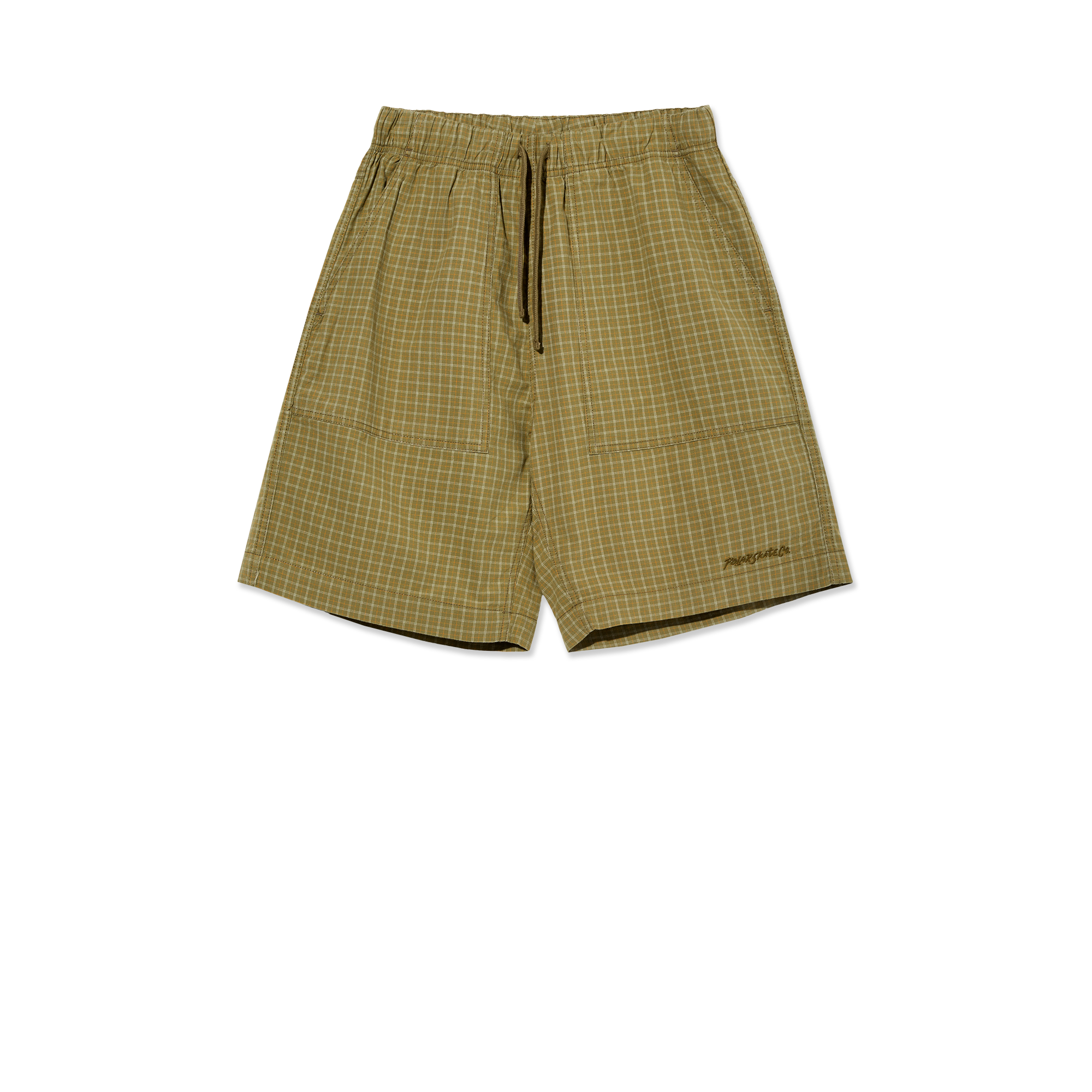 polar-skate-co-hike-shorts-cotton-olive-check image 1