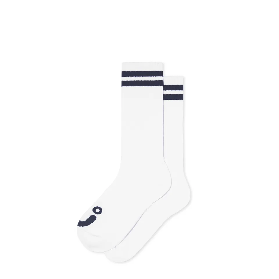 polar-skate-co-rib-socks-long-happy-sad-white-navy-over-the-calf-85-baumwolle image 1