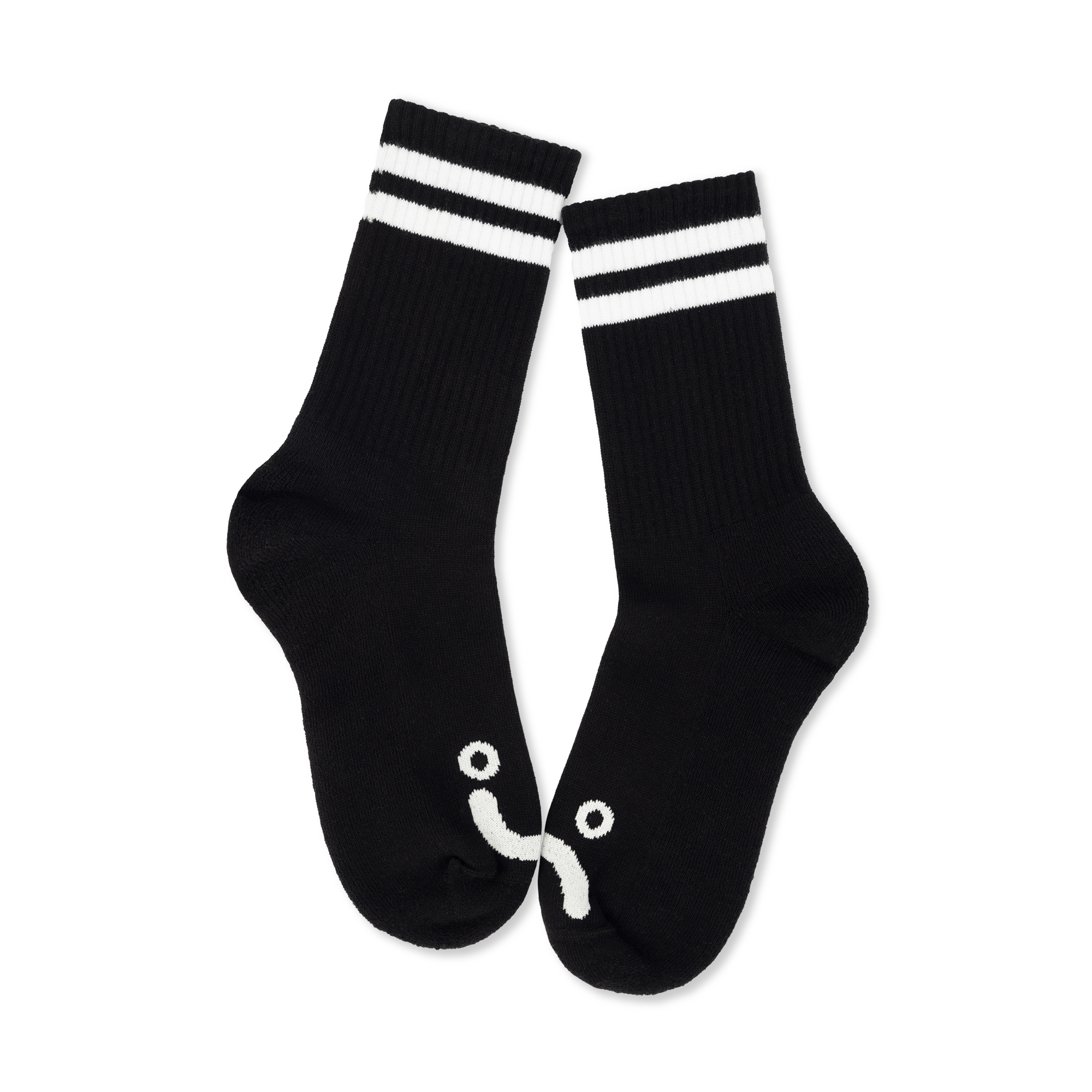polar-skate-co-rib-socks-happy-sad-black-white-crew-l-nge-85-baumwolle image 2