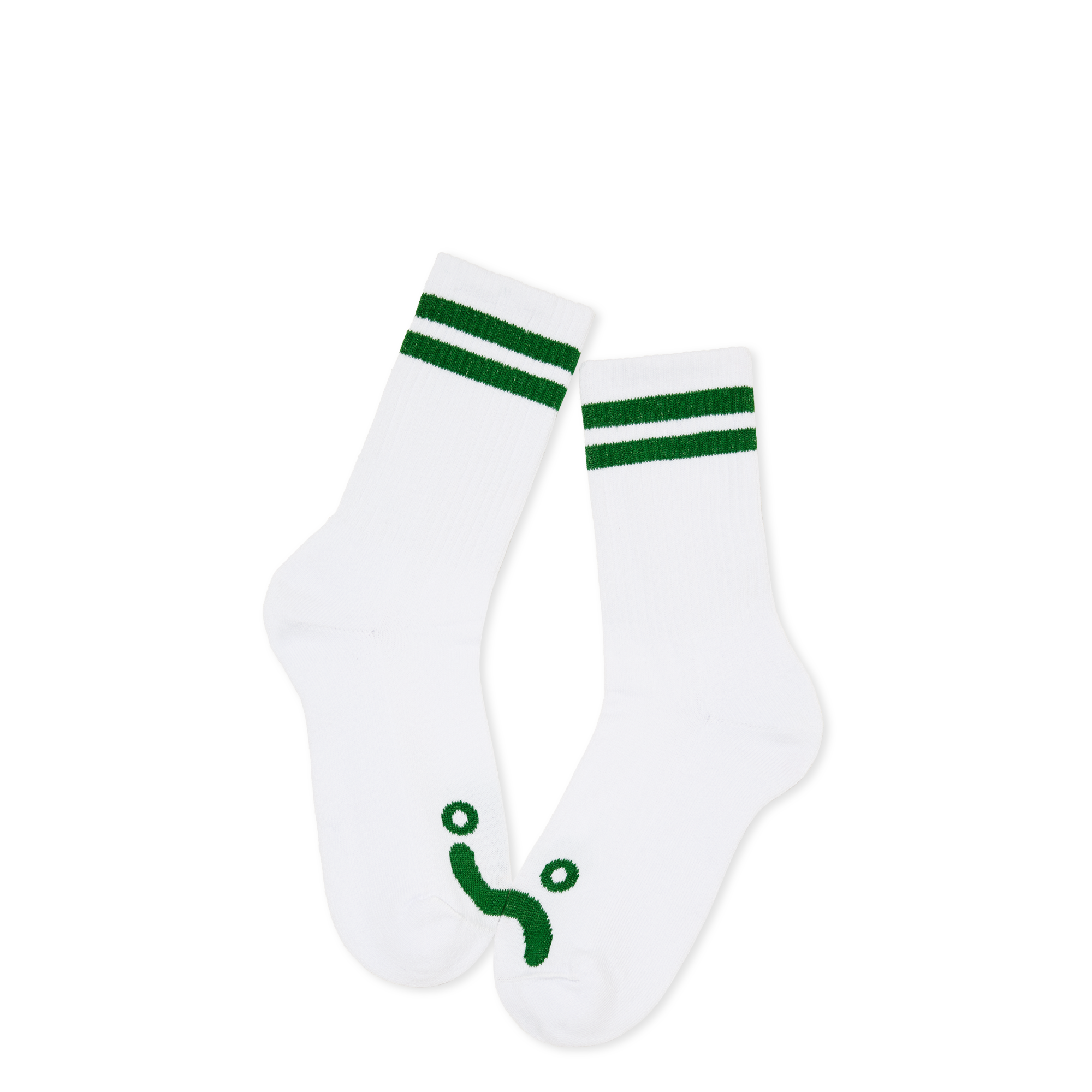 polar-skate-co-rib-socks-happy-sad-white-green-over-the-calf-socken image 2
