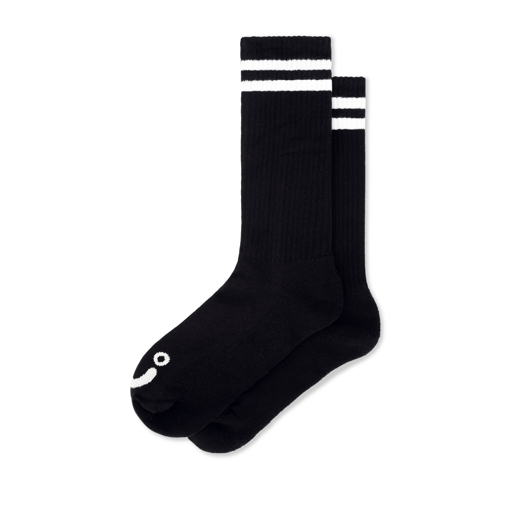polar-skate-co-rib-socks-long-happy-sad-socken-in-black-white-over-the-calf image 1