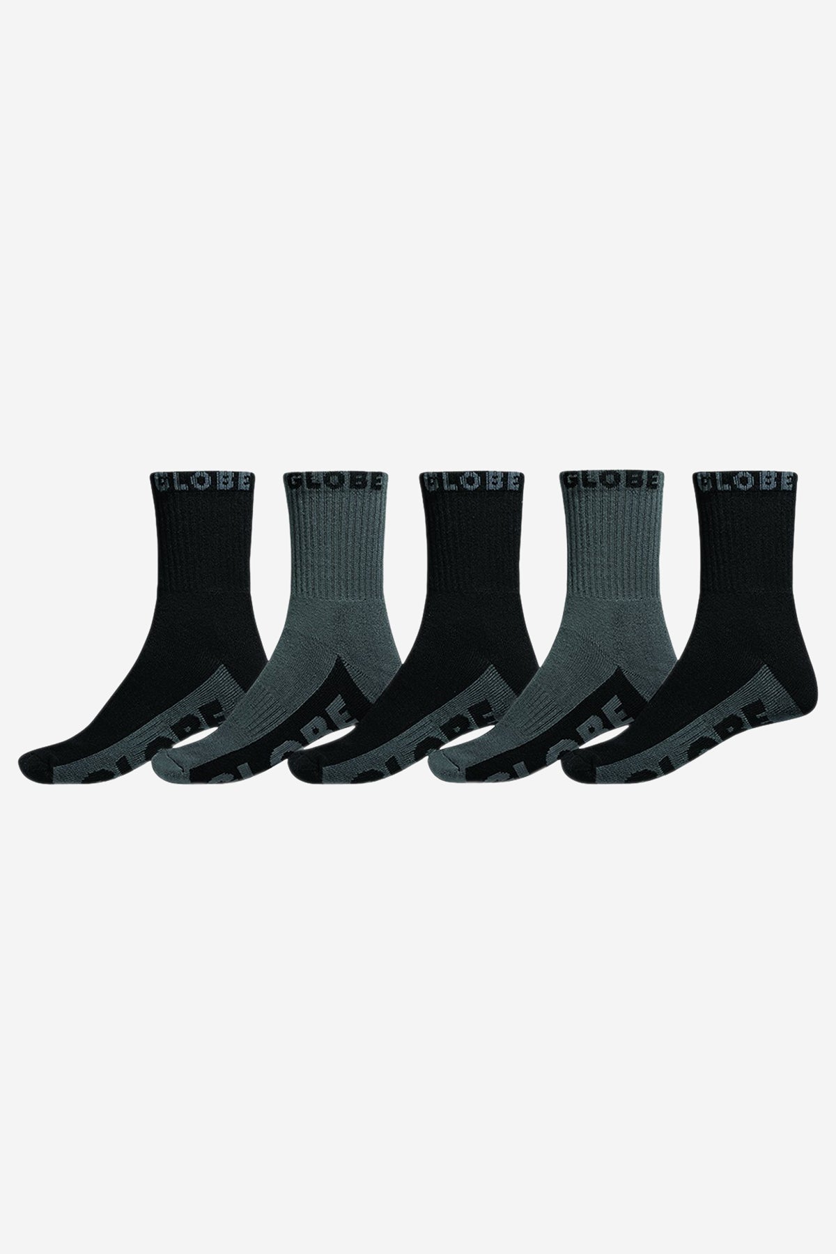 globe-b-g-crew-sock-5-pack-black-grey-sportsocken image 1