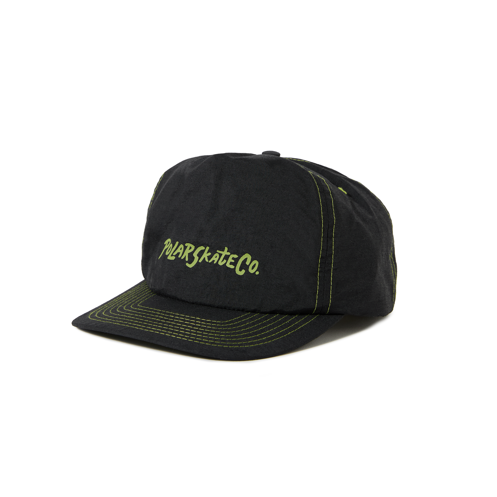 polar-skate-co-earl-cap-black-lime-5-panel-tactel-nylon-snapback image 1