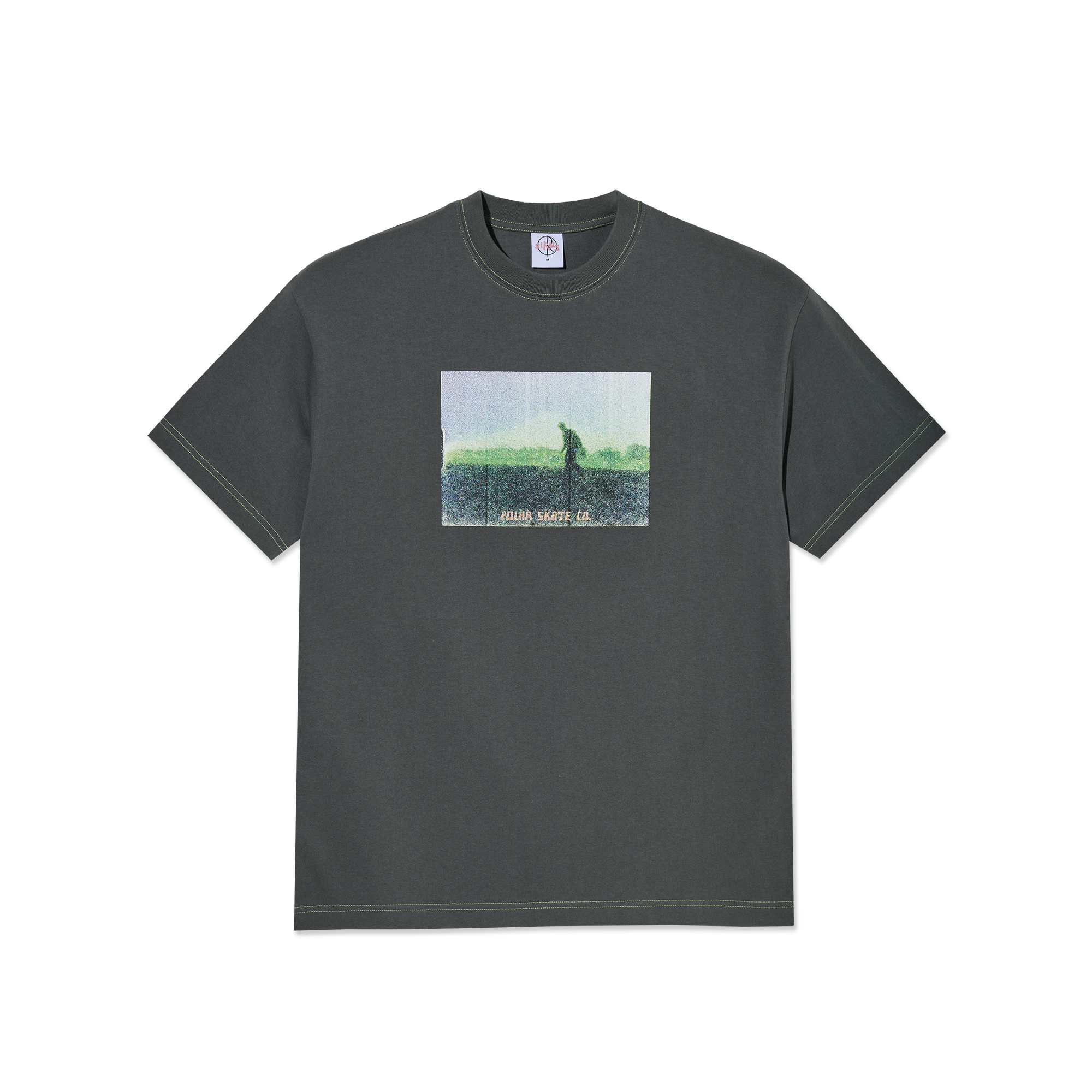 polar-skate-co-contrast-tee-beach-walk-graphite-green-230-gsm-regular-fit image 1