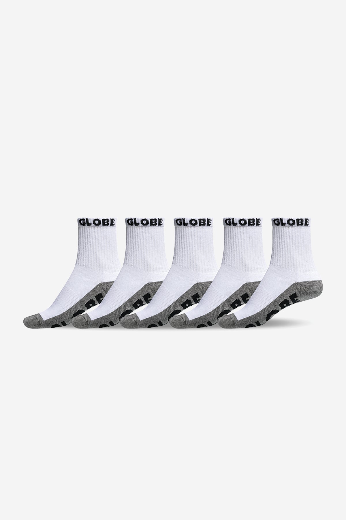 globe-youth-quarter-sock-5er-pack-white-grey-kinder-socken image 1