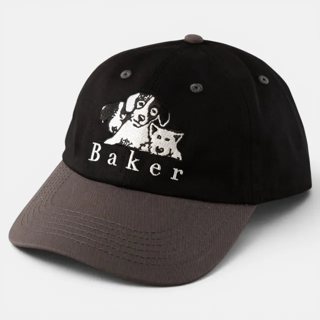 baker-skateboards-where-my-dogs-at-snapback-6-panel-cap-aus-100-cotton-mit-front image 1