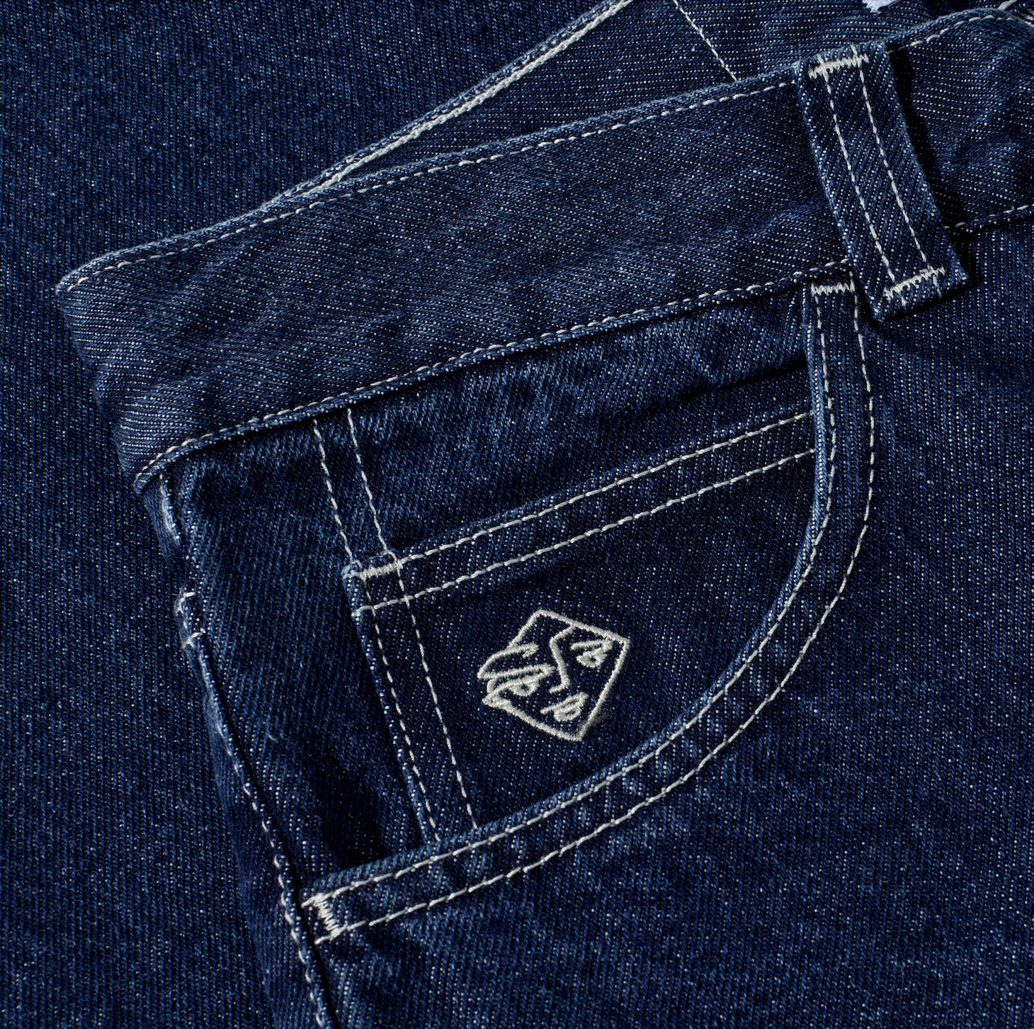 polar-skate-co-89-pants-dark-blue-w-white-stitching-435-gsm-denim-high-waist-str image 4