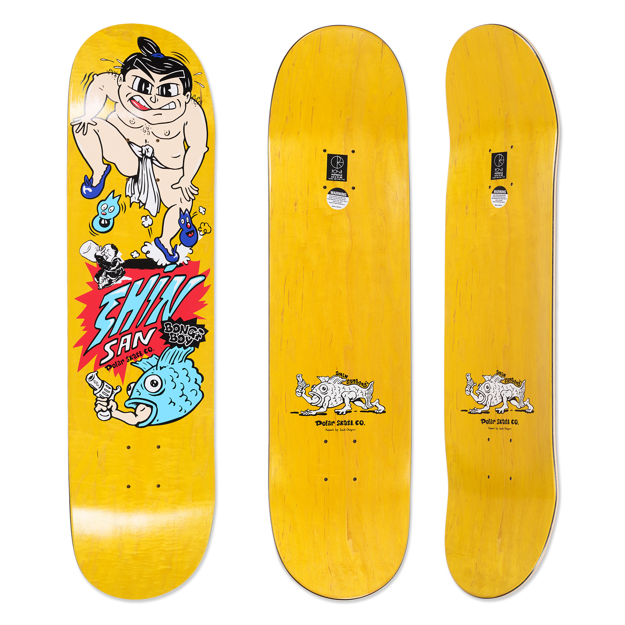 polar-skate-co-deck-shin-sanbongi-bongi-boy-yellow-8-0-oder-8-25-griptape-inklus image 1