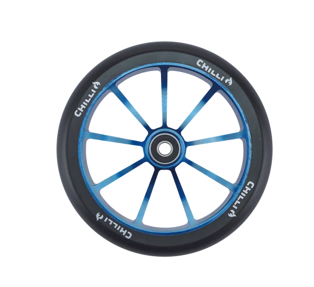 chilli-pro-scooter-wheel-wave-track-black-blue-150mm-dirt-scooter-rolle image 1
