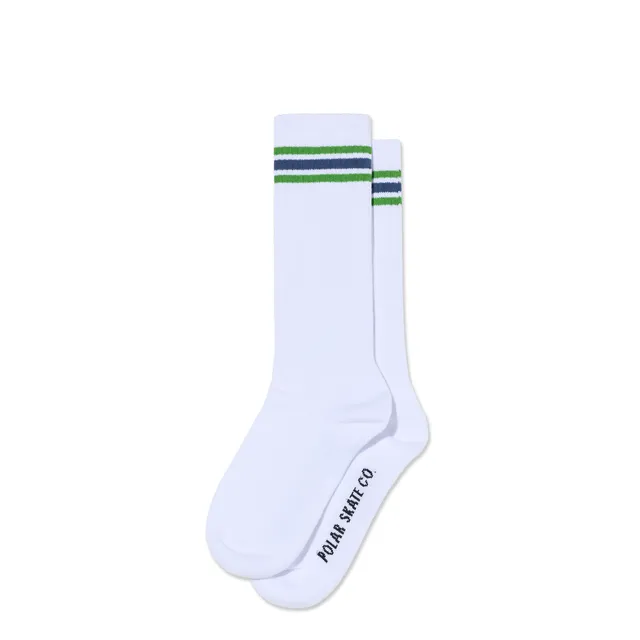 polar-skate-co-long-rib-socks-white-green-blue-over-the-calf-streifensocken image 1
