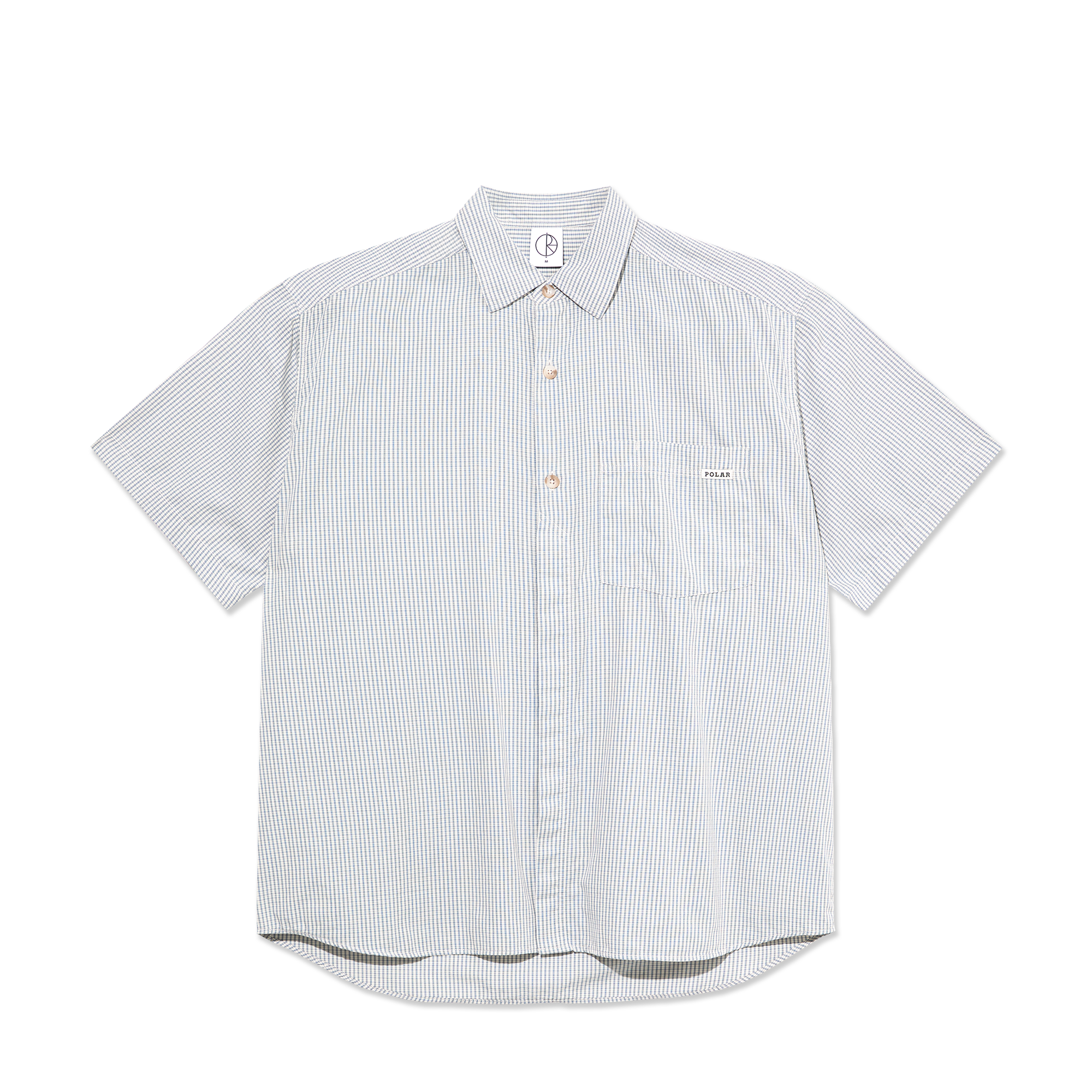 polar-skate-co-mitch-shirt-blue-check-poplin-150-gsm-loose-fit image 1