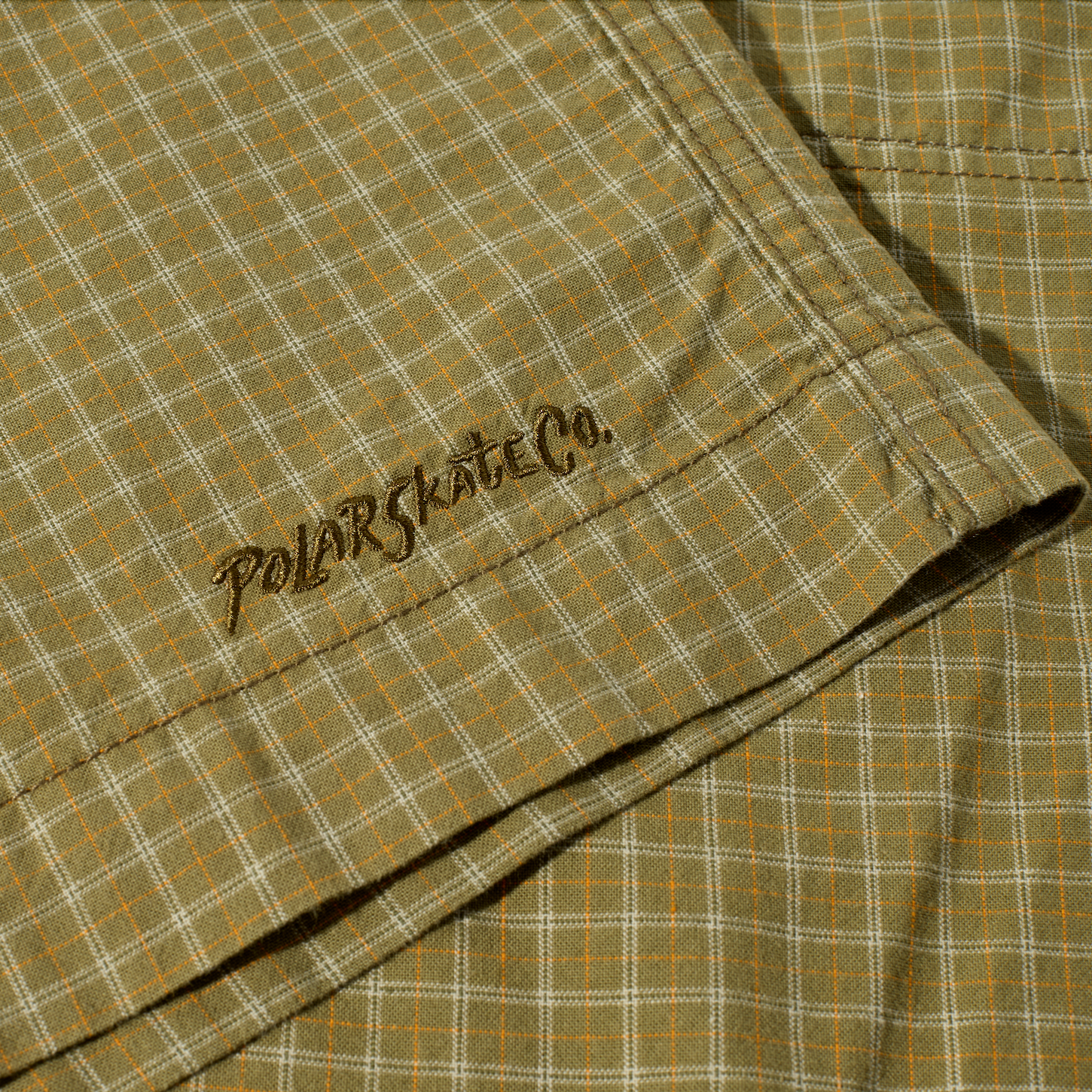 polar-skate-co-hike-shorts-cotton-olive-check image 4