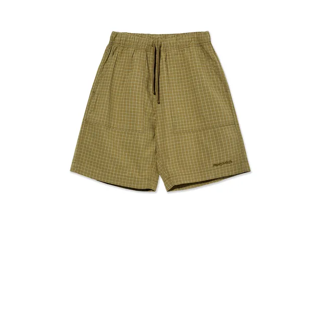 polar-skate-co-hike-shorts-cotton-olive-check image 1