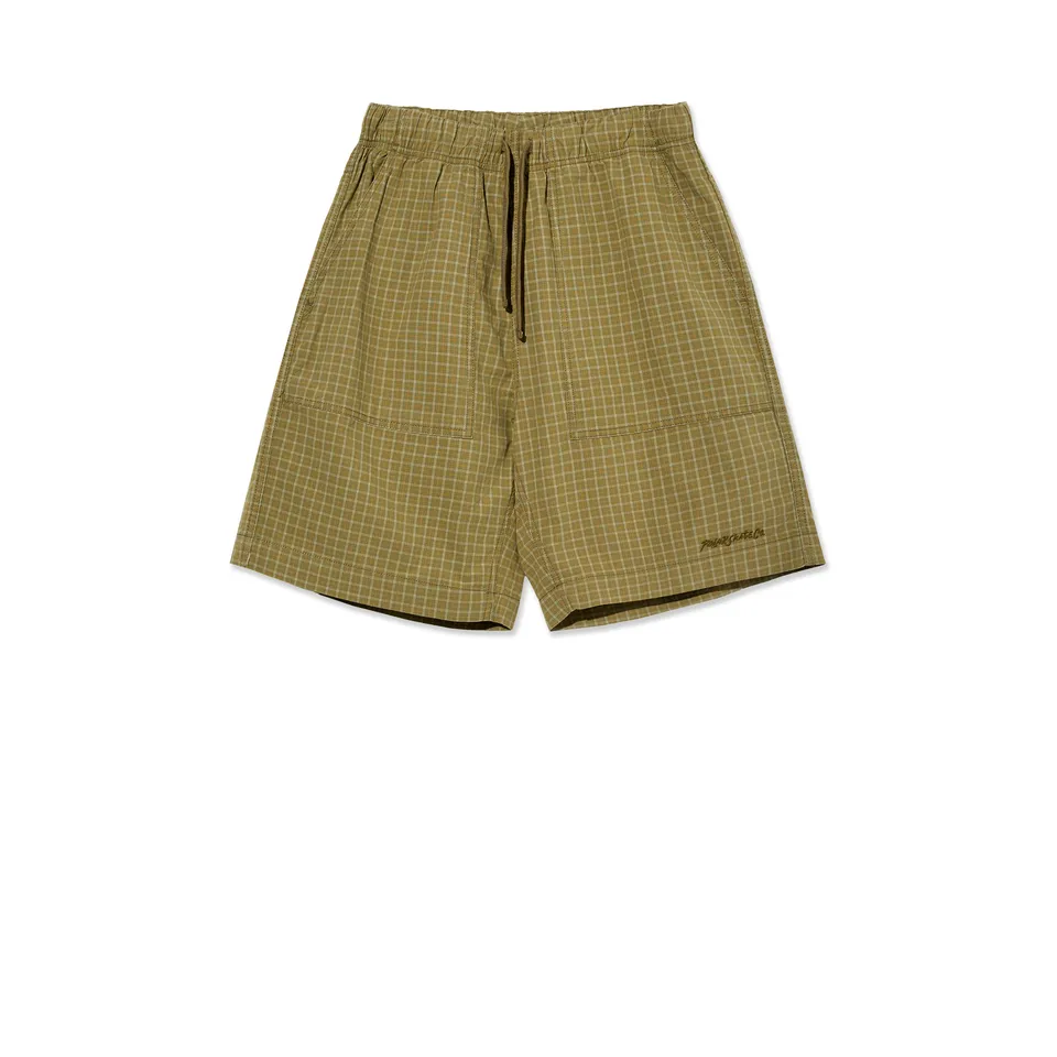 polar-skate-co-hike-shorts-cotton-olive-check image 1