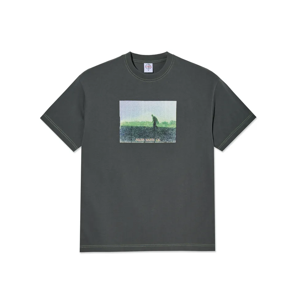 polar-skate-co-contrast-tee-beach-walk-graphite-green-230-gsm-regular-fit image 1