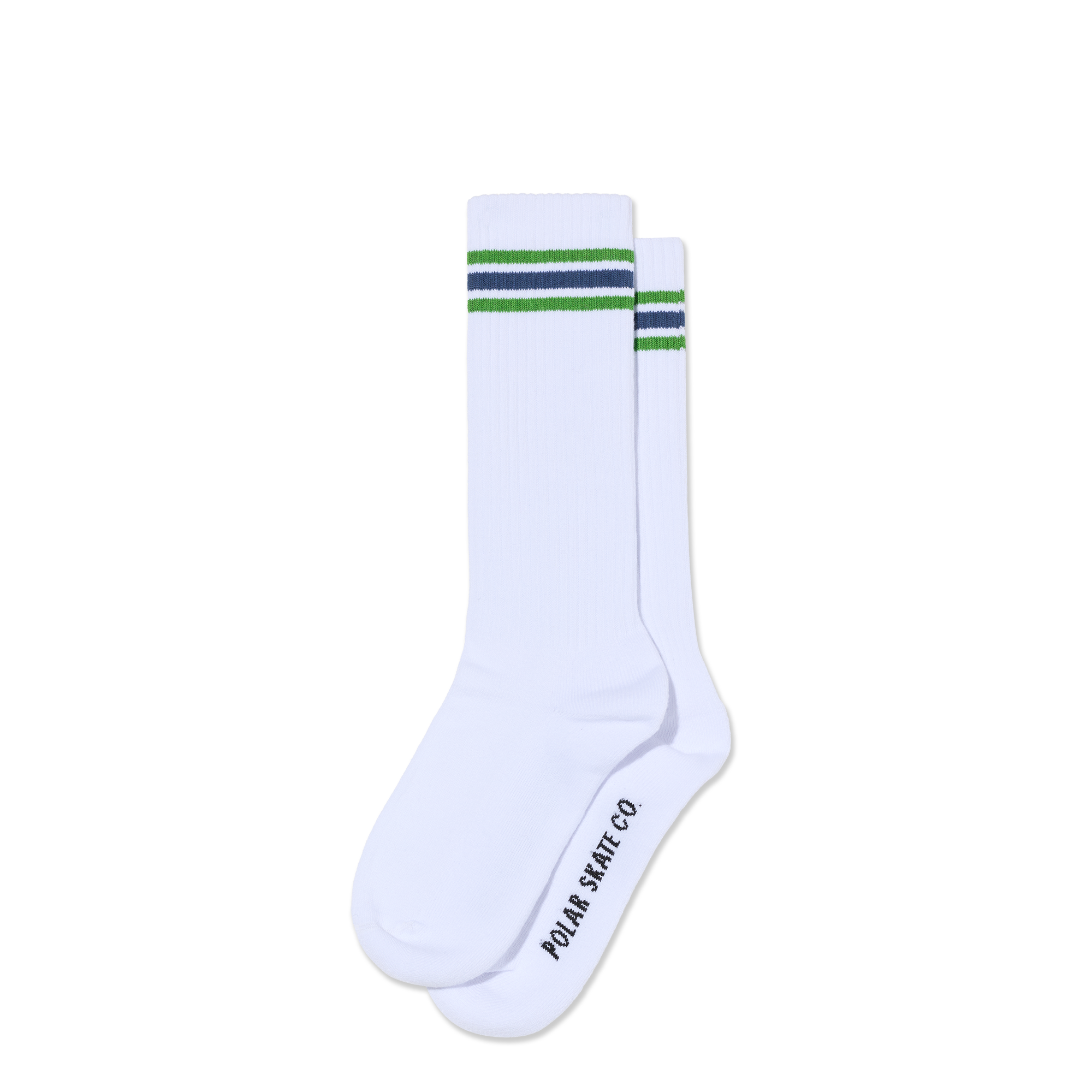 polar-skate-co-long-rib-socks-white-green-blue-over-the-calf-streifensocken image 1
