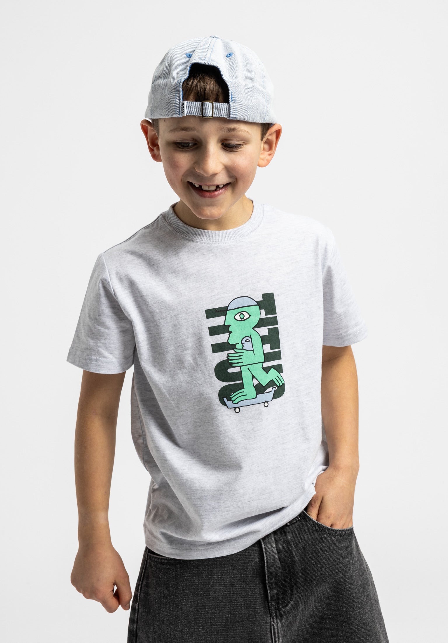 titus-nice-dude-kids-t-shirt-kinder-shirt-in-lightheathergrey-mit-l-ssigem-print image 1
