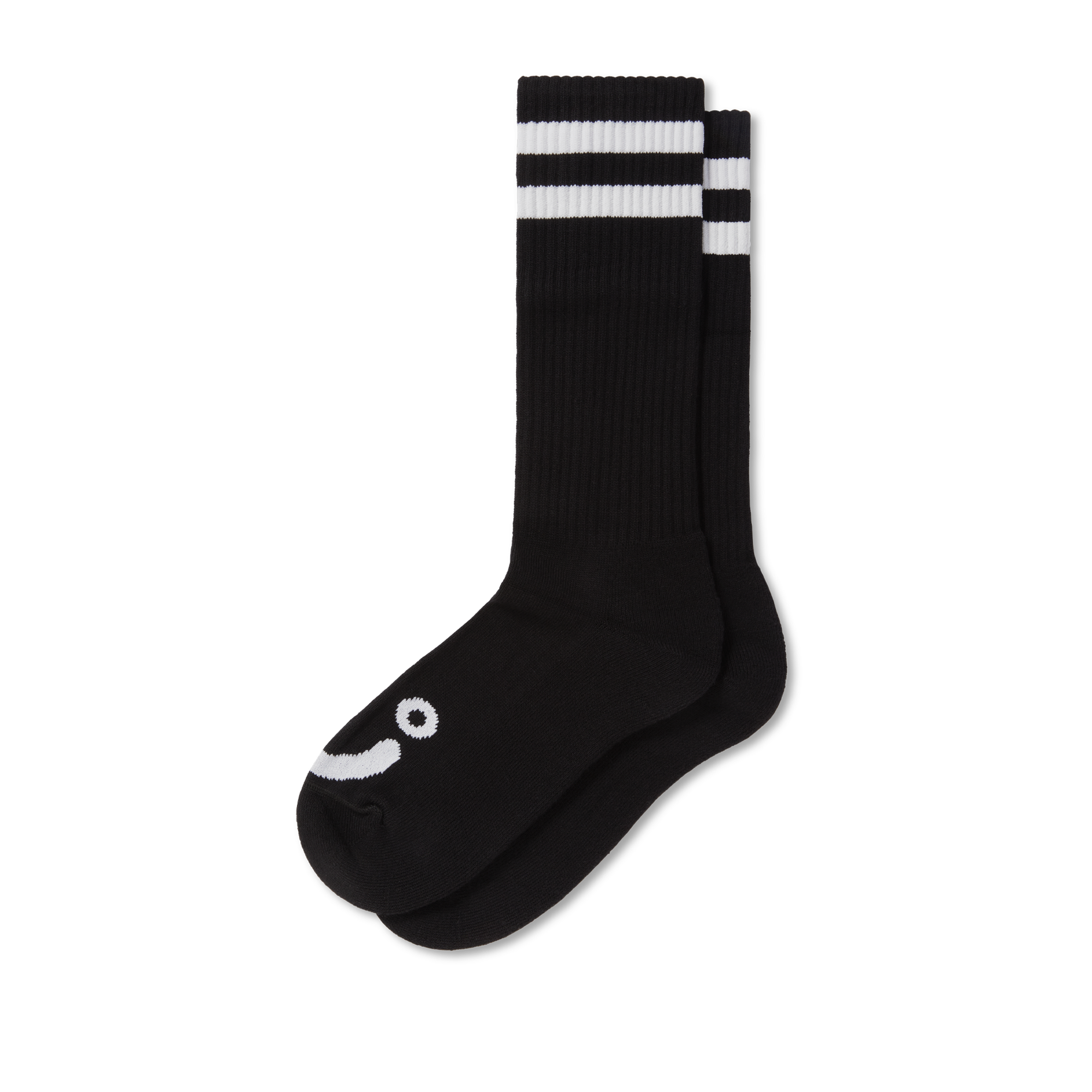 polar-skate-co-rib-socks-long-happy-sad-socken-in-black-white-over-the-calf image 4