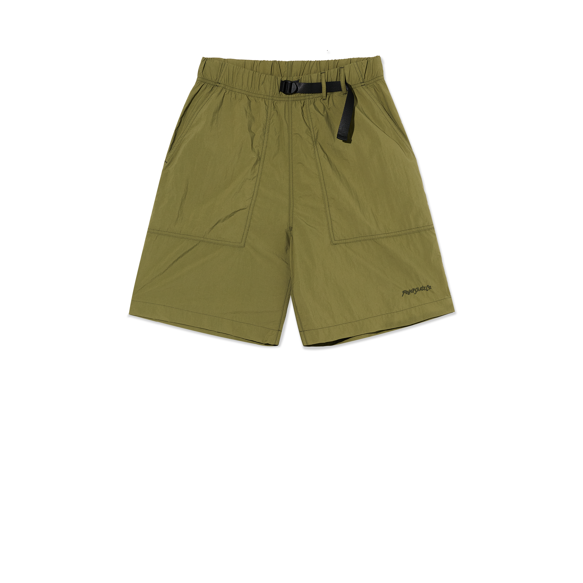 polar-skate-co-hike-shorts-army-green-leichte-nylon-skateshort-mit-elastikbund-u image 1